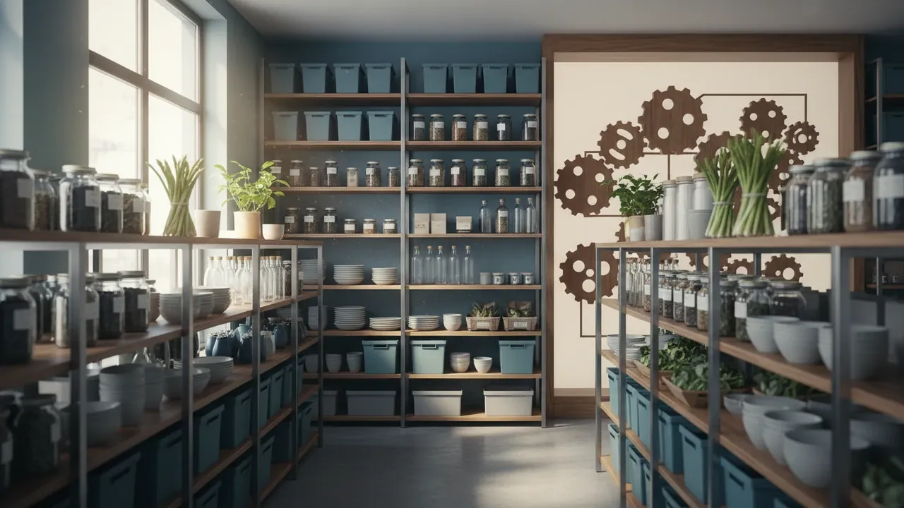 Küchenteam mit Schutzkleidung an der Arbeitsplatte in einer Gastronomieküche