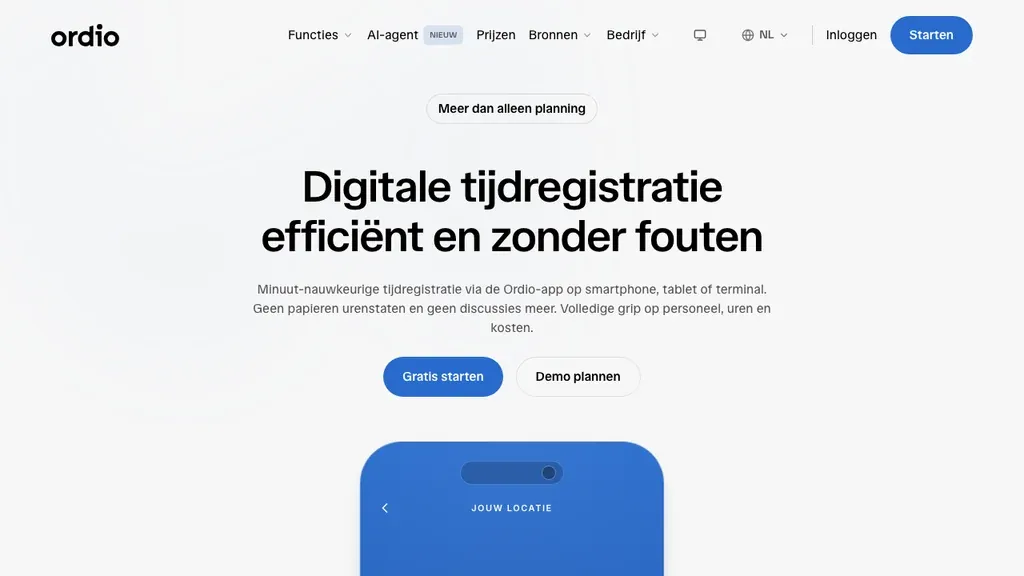 Ordio aanwezigheidsregistratie met rooster en tijd voor ploegendiensten (screenshot september 2026)