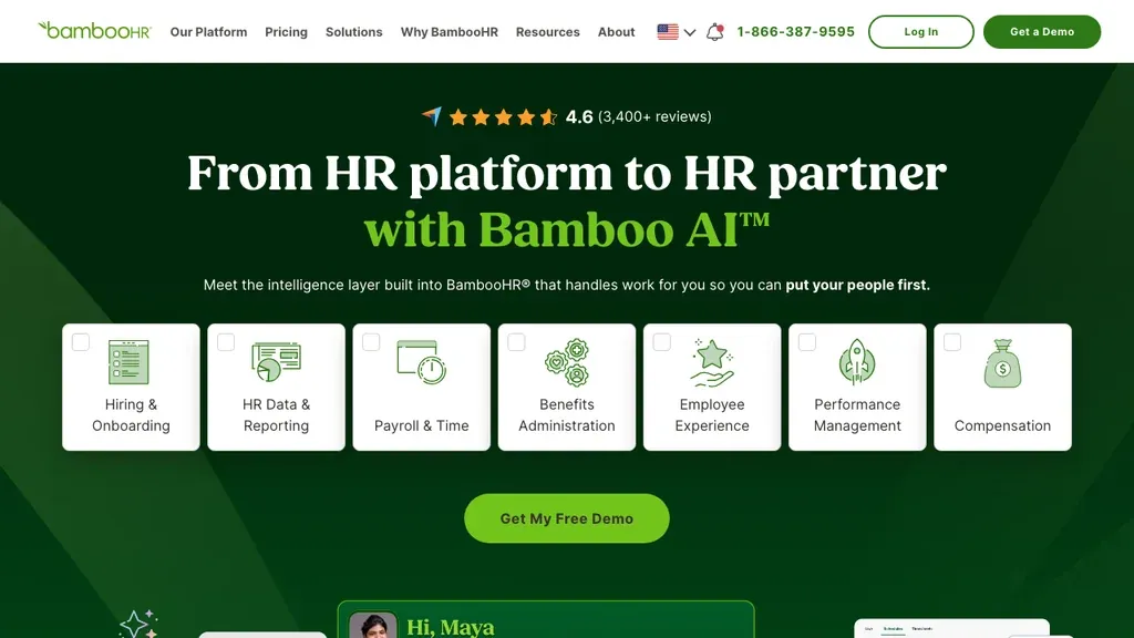 BambooHR hiring and applicant tracking homepage (screenshot September 2026)