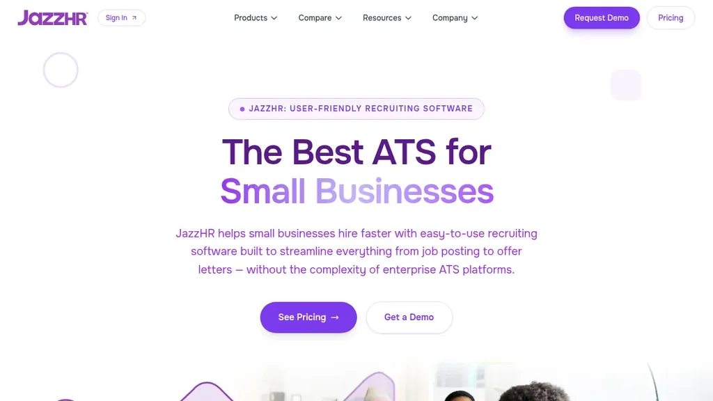 JazzHR applicant tracking software homepage (screenshot September 2026)