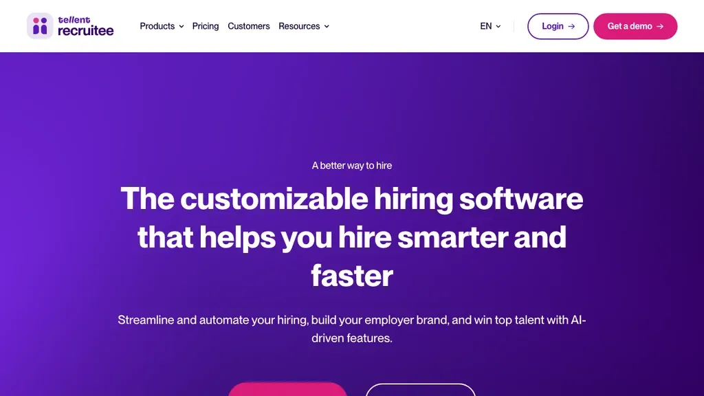 Recruitee applicant tracking system homepage (screenshot September 2026)