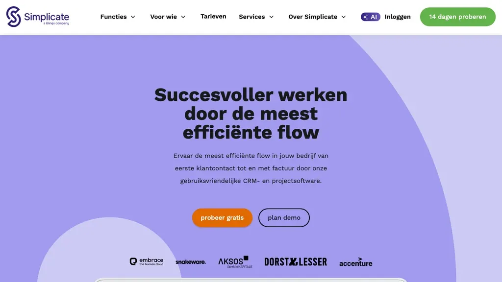 Simplicate documentbeheer naast projecten en HR (screenshot september 2026)