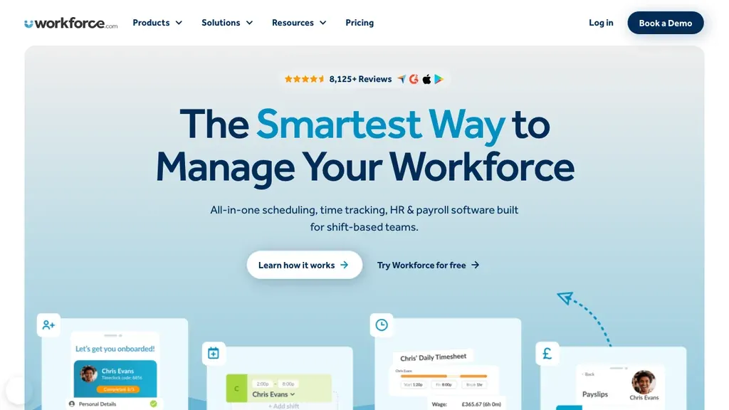 Workforce.com hourly employee engagement and feedback homepage (screenshot September 2026)