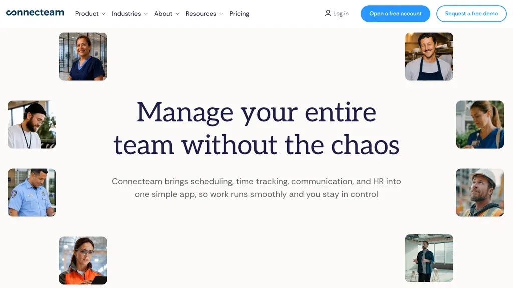 Connecteam employee scheduling software homepage (screenshot September 2026)