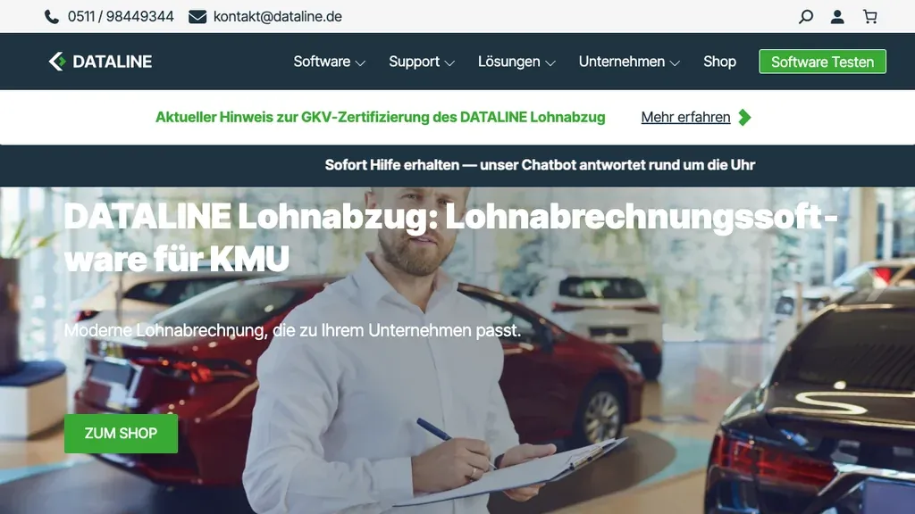 Dataline Lohn: Startseite der Lohnabrechnungssoftware (Screenshot September 2026)