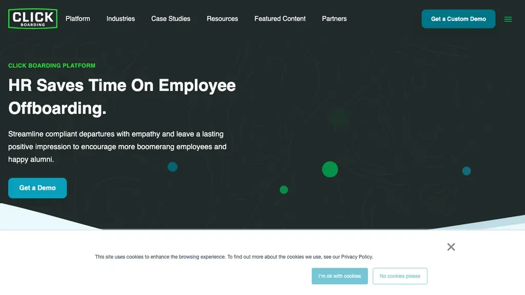 Click Boarding dedicated employee offboarding platform (screenshot September 2026)