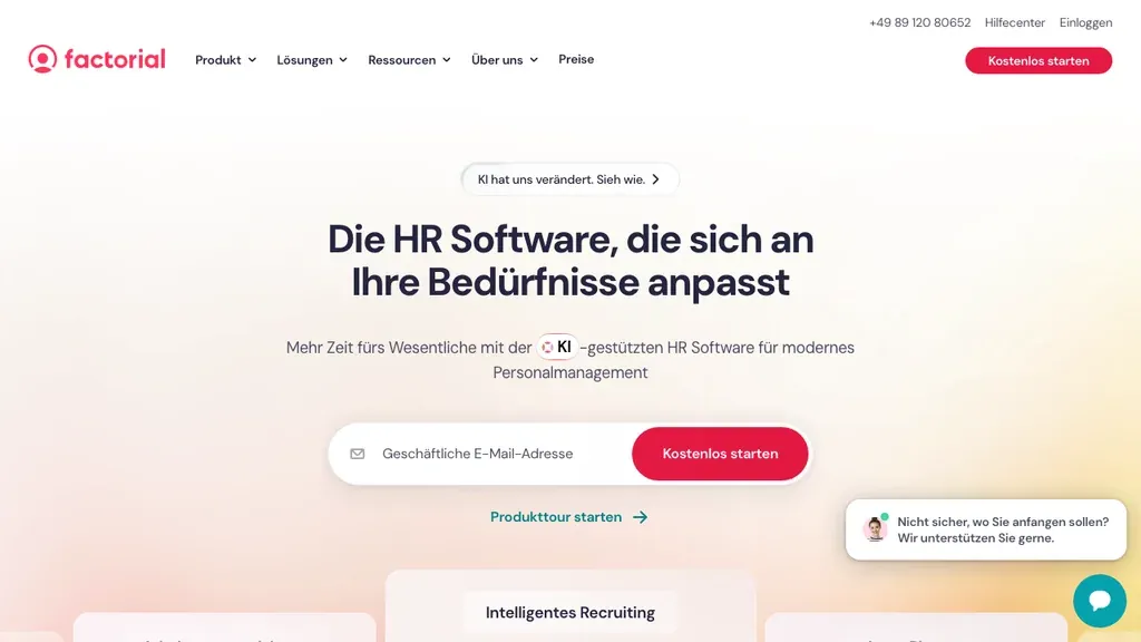 Factorial Onboarding-Software: HR-Suite Startseite (Screenshot September 2026)