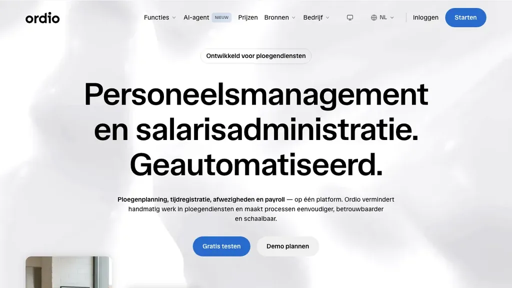 Ordio onboarding software: dossiers, rooster en tijdregistratie (screenshot september 2026)