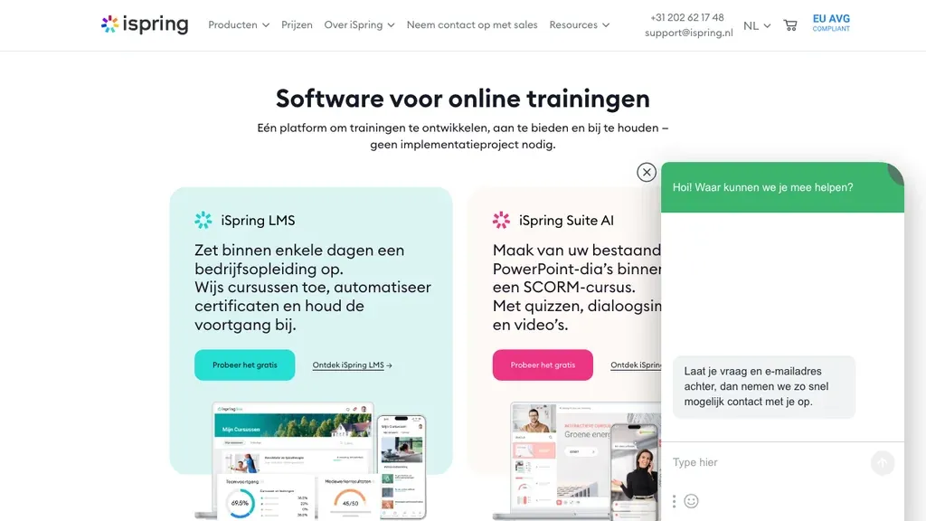 iSpring Learn LMS homepage (screenshot september 2026)