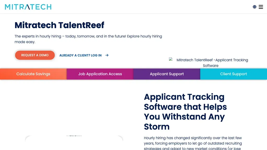 TalentReef hourly talent and development homepage (screenshot September 2026)
