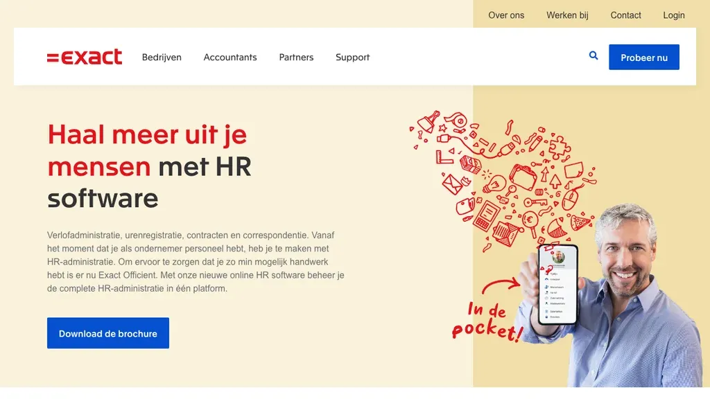 Exact Officient personeelsadministratie software homepage (screenshot september 2026)