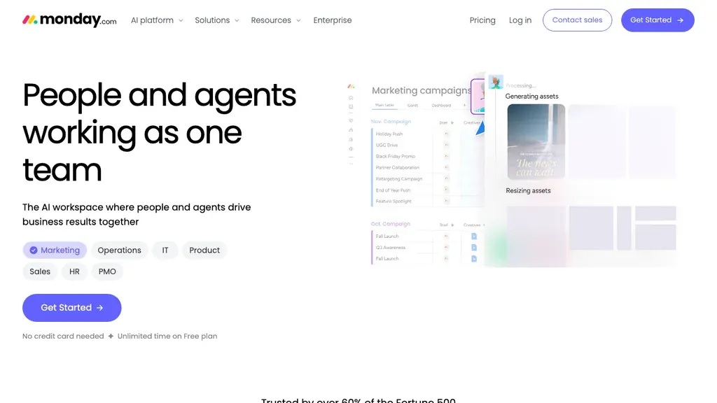 monday.com work management homepage (screenshot September 2026)