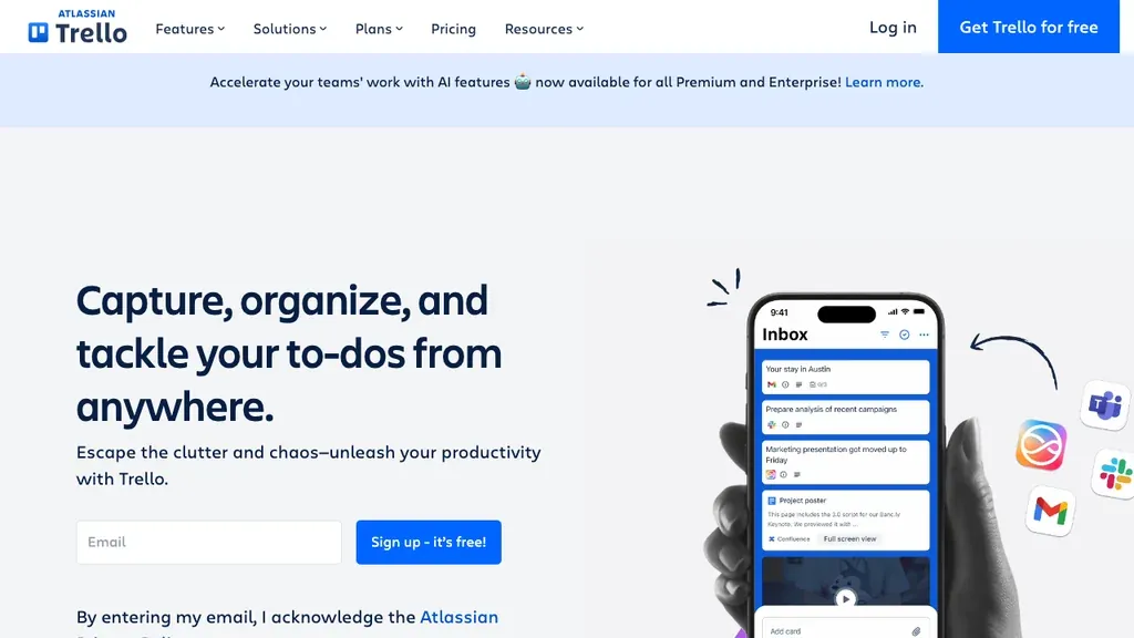 Trello Kanban boards homepage (screenshot September 2026)