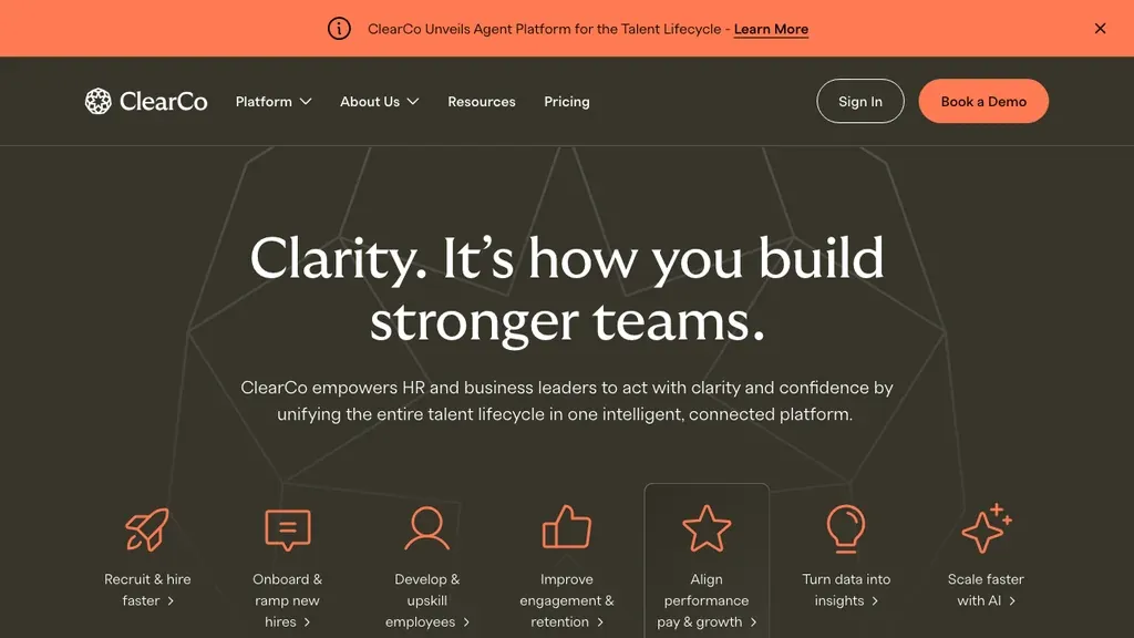 ClearCompany talent management lifecycle platform homepage (screenshot September 2026)