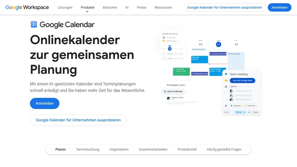 Google Calendar time blocking and scheduling homepage (screenshot September 2026)