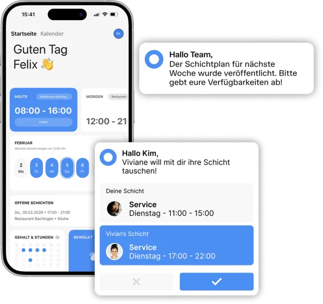 Ordio App für Mitarbeitende – Schichtplan und Push